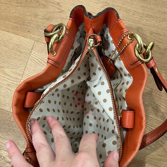 Coral patent leather coach tote purse - Picture 4 of 4